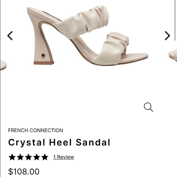 French Connection “Crystal” Beige Ruched Strappy Heel Sandal 6‎ - Picture 3 of 7